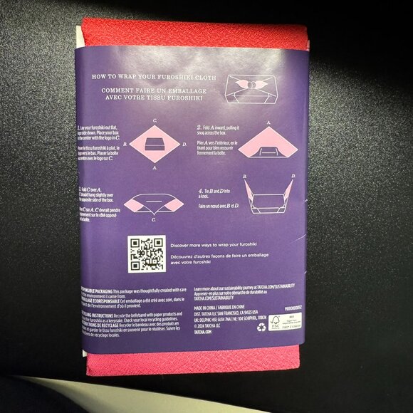 NEW! Tatcha Furoshiki cloth wrap red/pink - Picture 2 of 2